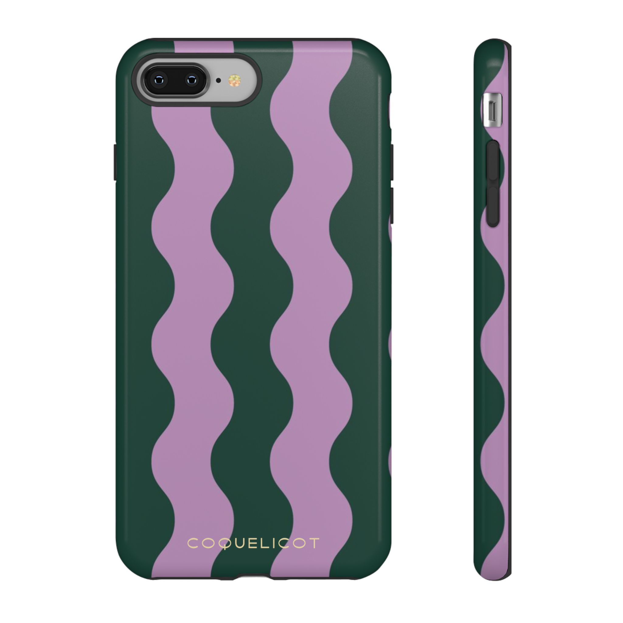 Coque iPhone Ondula – Lignes Hypnotiques Vert & Lilas | Design Rétro – Image 3